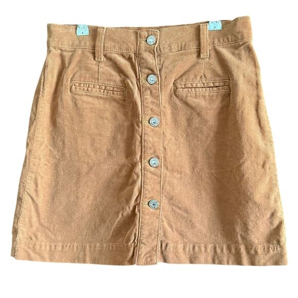 7 FOR ALL MANKIND | Brown Corduroy Button Front Mini Skirt | Size 26 - Picture 2 of 7